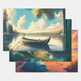 キャンピングテーマ誕生日 ラッピングペーパーシート