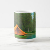 キャンピングテーマ |湖と山のテント コーヒーマグカップ (中央)