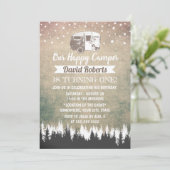 キャンピングトレーラハッピーキャンパー素朴誕生日 招待状 (スタンド正面)