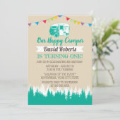 キャンピングトレーラハッピーキャンパー誕生日 招待状 (スタンド正面)