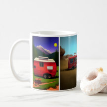 キャンピングトレーラー4つの可愛い赤いトレーラー