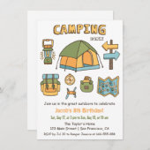 キャンピングドードル子供の誕生日パーティの招待状 招待状 (正面/裏面)