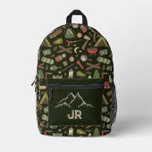 キャンピングハイキングキャンプサイトパターン(の模様が)あるモノグラム プリントバックパック (正面)