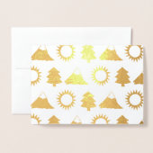 キャンピングハイキングサンマウンテンツリーウッズアウトドア 箔カード (封筒付き正面)