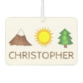 キャンピングハイキングサンマウンテンツリーギフトパーソナライズされた カーエアーフレッシュナー (正面)