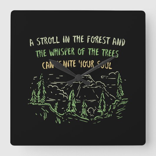 キャンピングハイキングマウンテンズギフト スクエア壁時計 (正面)