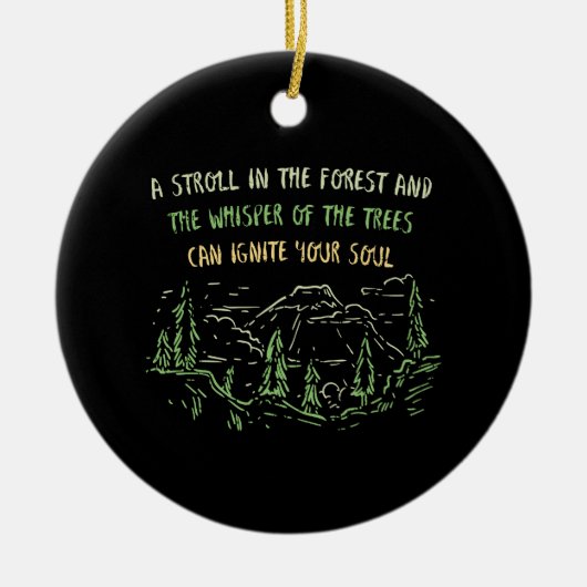 キャンピングハイキングマウンテンズギフト セラミックオーナメント (正面)