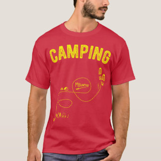 キャンピングハイキング計画地図 すばらしいハイカー キャンピングフリース Tシャツ