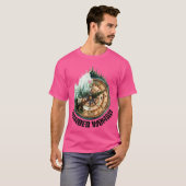 キャンピングハイキングL外に行く女性を探索 Tシャツ (正面フル)