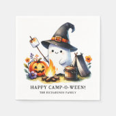 キャンピングハロウィーンハッピーキャンプ – オウィーンカワイイ幽霊 スタンダードカクテルナプキン (正面)