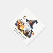 キャンピングハロウィーンハッピーキャンプ – オウィーンカワイイ幽霊 スタンダードカクテルナプキン (角)