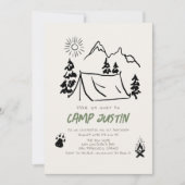 キャンピングハンドドロッドテントマウンテンボーイー1st誕生日 招待状 (正面)