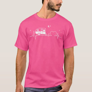 キャンピングハートビートクルーカンパーキャンピングバケーション Tシャツ