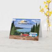 キャンピングバケーションカーかわいらしドwith風光明媚 カード (黄色い花)