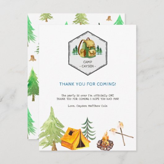 キャンピングバッジ&アイコン | 誕生日ありがとう 出欠カード (正面/裏面)