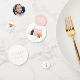 キャンピングバースデーパーティピンクテントフォト コンフェッティ