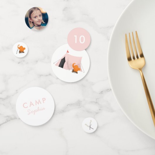 キャンピングバースデーパーティピンクテントフォト コンフェッティ (グループ)