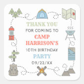 キャンピングバースデーパーティーありがとう スクエアシール (正面)