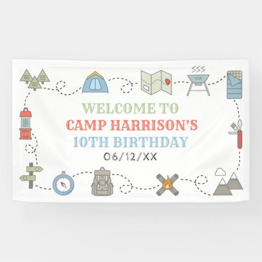 キャンピングバースデーパーティーウェルカム 横断幕 (横)