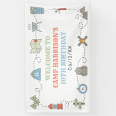 キャンピングバースデーパーティーウェルカム 横断幕 (縦)