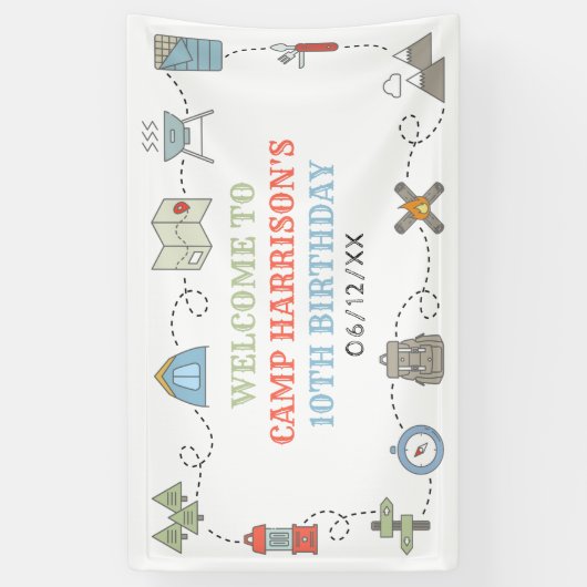 キャンピングバースデーパーティーウェルカム 横断幕 (縦)