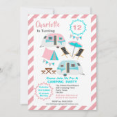 キャンピングバースデーパーティーカウトレトロスタイル  招待状 (正面)