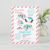 キャンピングバースデーパーティーカウトレトロスタイル  招待状 (スタンド正面)