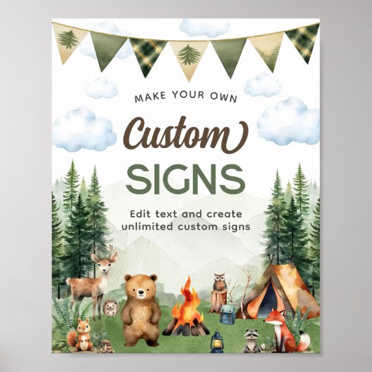 キャンピングバースデーパーティーカスタムシンボルや象徴 ポスター (正面)