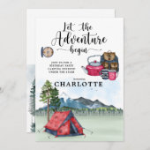 キャンピングバースデーパーティーガールズウィークエンド招待状 招待状 (正面/裏面)