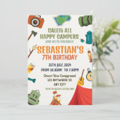 キャンピングバースデーパーティーキッズモダン招待状 招待状 (スタンド正面)