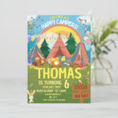 キャンピングバースデーパーティーキッズモダン招待状 招待状 (スタンド正面)