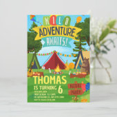 キャンピングバースデーパーティーキッズモダン招待状 招待状 (スタンド正面)