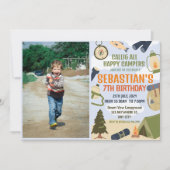 キャンピングバースデーパーティーキッズモダン招待状 招待状 (正面)
