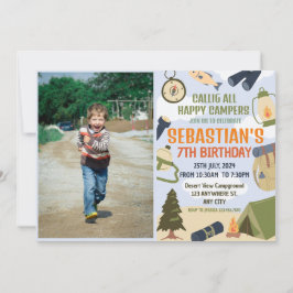 キャンピングバースデーパーティーキッズモダン招待状 招待状