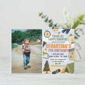 キャンピングバースデーパーティーキッズモダン招待状 招待状 (スタンド正面)