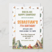 キャンピングバースデーパーティーキッズモダン招待状 招待状 (正面)