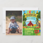 キャンピングバースデーパーティーキッズモダン招待状 招待状 (正面)