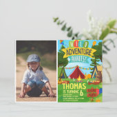 キャンピングバースデーパーティーキッズモダン招待状 招待状 (スタンド正面)