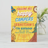 キャンピングバースデーパーティーキッズモダン招待状 招待状 (スタンド正面)