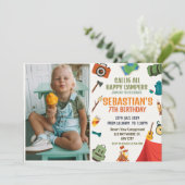 キャンピングバースデーパーティーキッズモダン招待状 招待状 (スタンド正面)