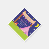 キャンピングバースデーパーティースリープピンクと紫 スタンダードカクテルナプキン (角)