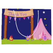 キャンピングバースデーパーティースリープピンク&パープル ラージペーパーバッグ (裏面)