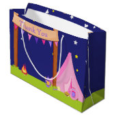 キャンピングバースデーパーティースリープピンク&パープル ラージペーパーバッグ (裏面アングル)