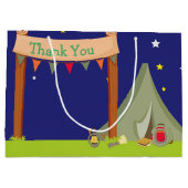キャンピングバースデーパーティースリーポバーカーキグリーン ラージペーパーバッグ (裏面)