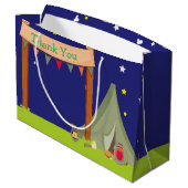 キャンピングバースデーパーティースリーポバーカーキグリーン ラージペーパーバッグ (裏面アングル)