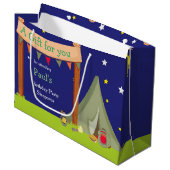 キャンピングバースデーパーティースリーポバーカーキグリーン ラージペーパーバッグ (正面アングル)