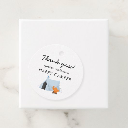 キャンピングバースデーパーティーブルーテントハッピーキャンパー フェイバータグ (インサイチュ)