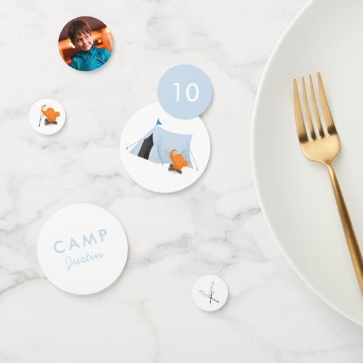 キャンピングバースデーパーティーブルーテントフォト コンフェッティ (グループ)