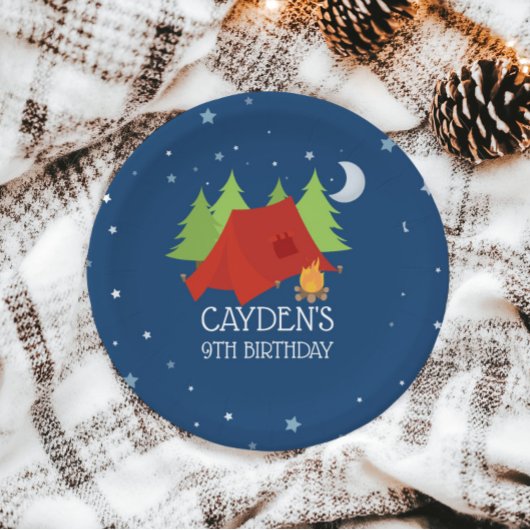 キャンピングバースデーパーティープレート ペーパープレート