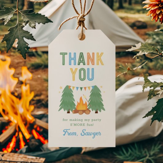 キャンピングバースデーパーティーメッセージカード ギフトタグ